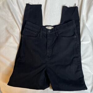 MADEWELL 11" High Rise Waist Skinny Raw Hem Distressed Black Jean 28